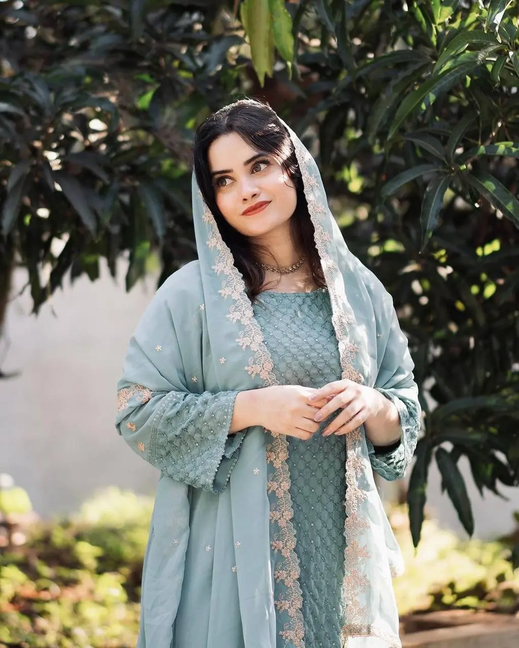 Nency-PD- Heavy Faux Georgette Top Bottom & Dupatta Set - Jaipur Blossom - Image 3