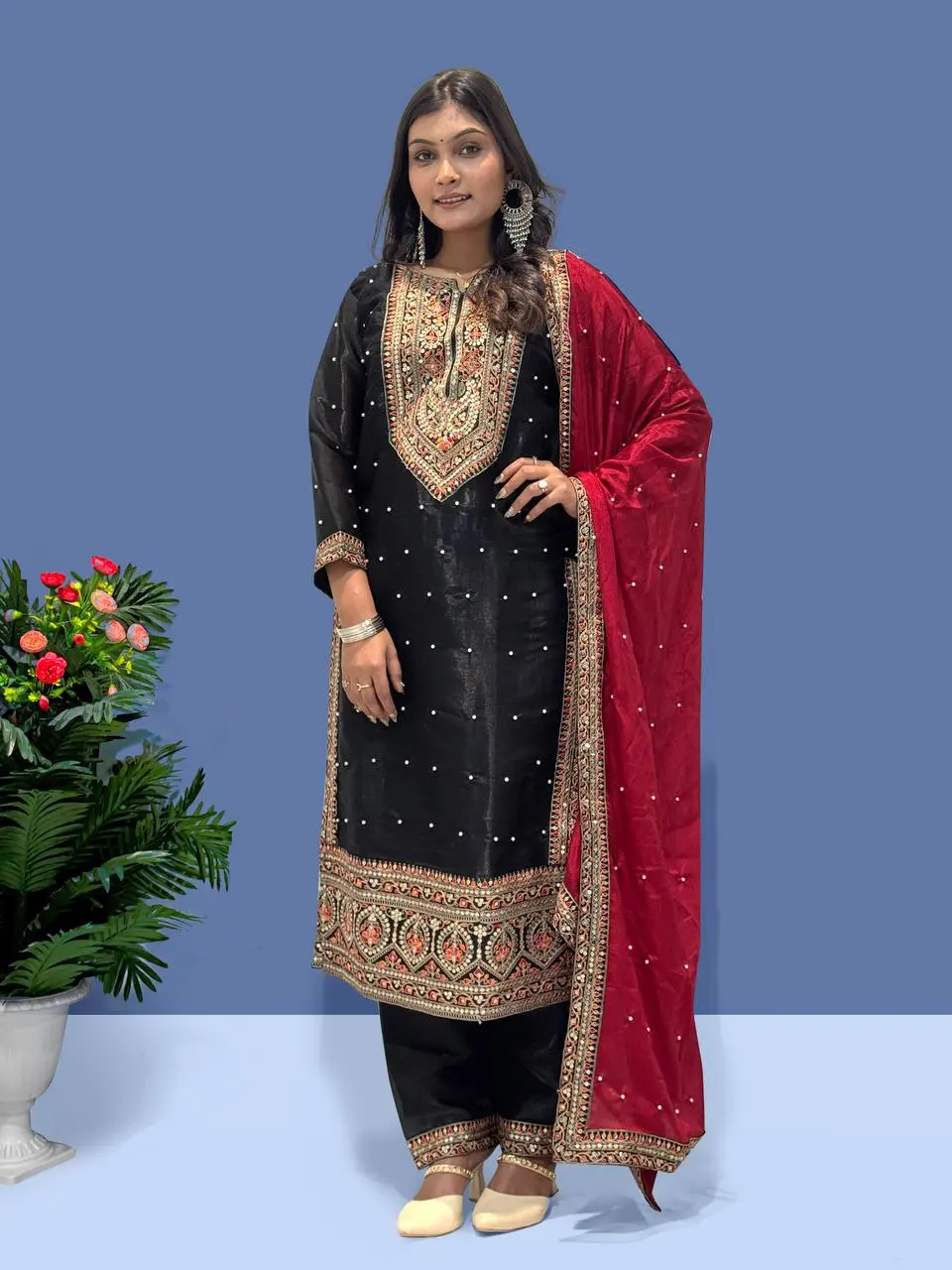 Purvi-HK- heavy Frendy Silk Top pent set - Image 5