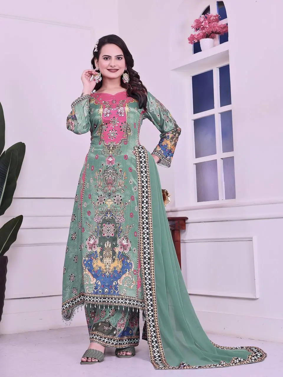 Zinia-HK-Trendy Ethnic Set Digital A-Line Kurta set- Jaipur Blossom - Image 8